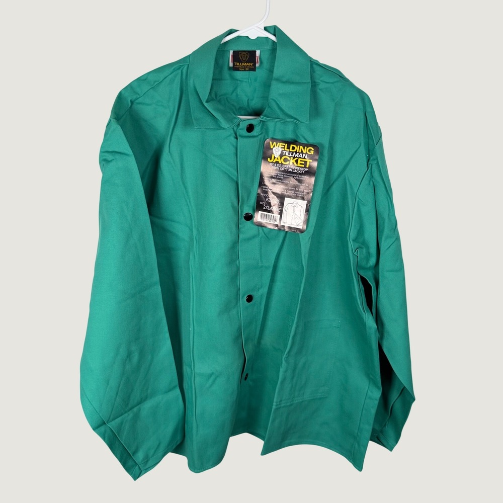 Tillman 62302X Green Firestop Welding Jacket 100% Cotton FR 2XL